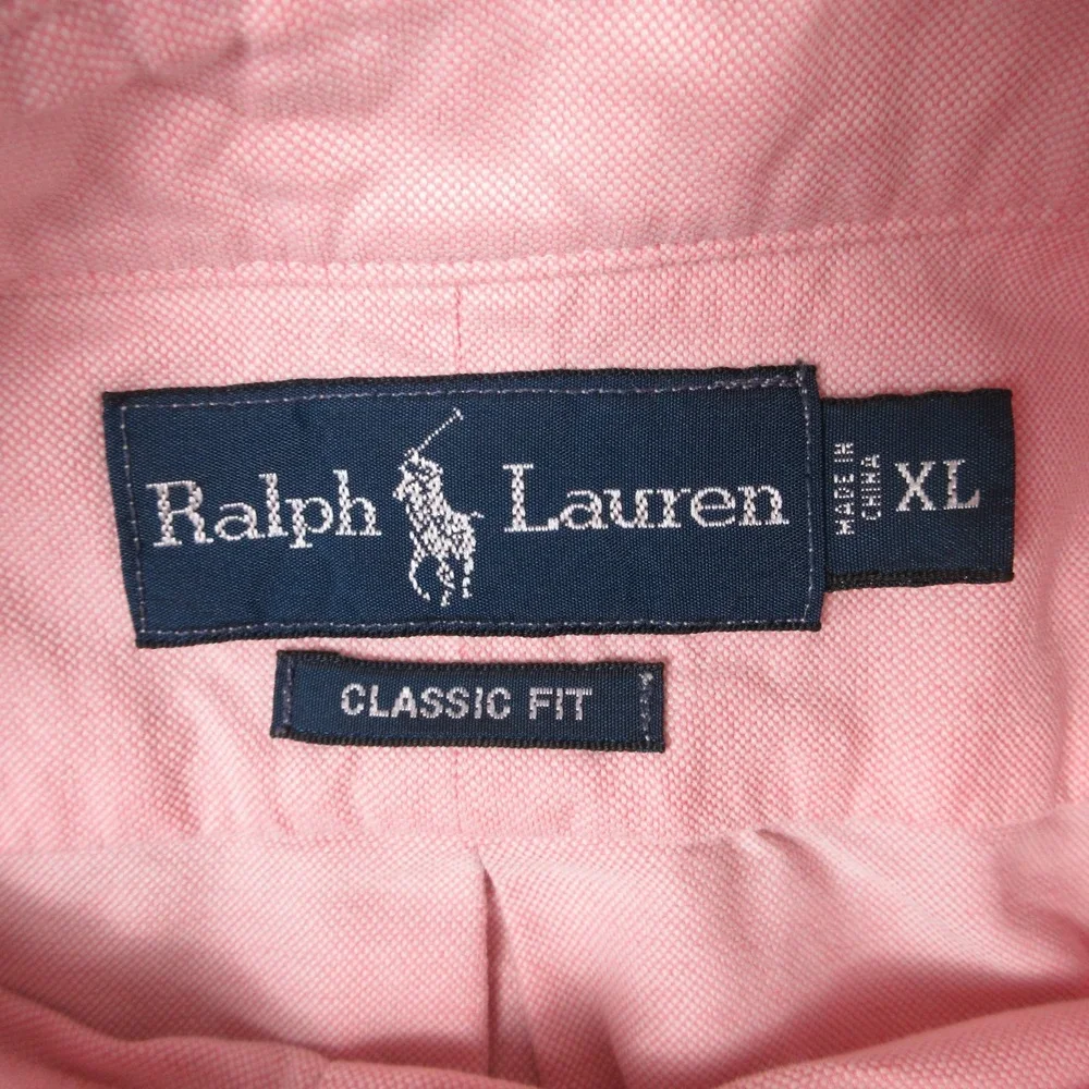 Polo Ralph Lauren Shirt Mens XL Pink Solid Oxford Cloth Flesh Pony Button Up